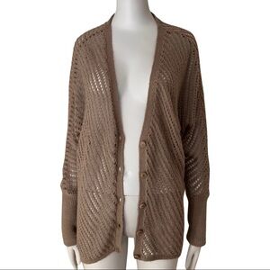 TROUVE Nordstrom Boyfriend Cardigan Sweater Open Weave Mauve Loose Fit Knit